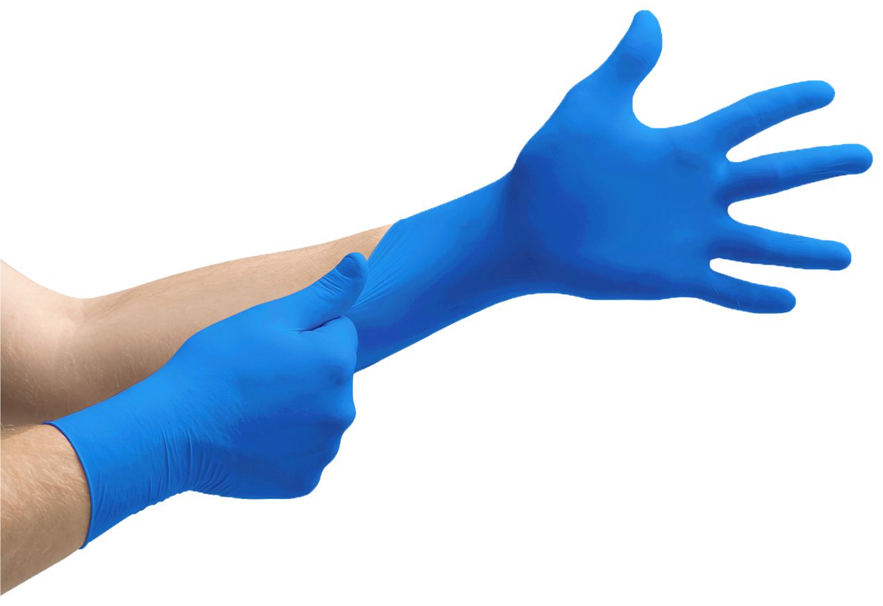 RiteTouch - 12" HONGRAY X-Large PF Nitrile Gloves with Extended Cuff Sky Blue(Light Blue), 100/bx, 10bx/cs - 3538006