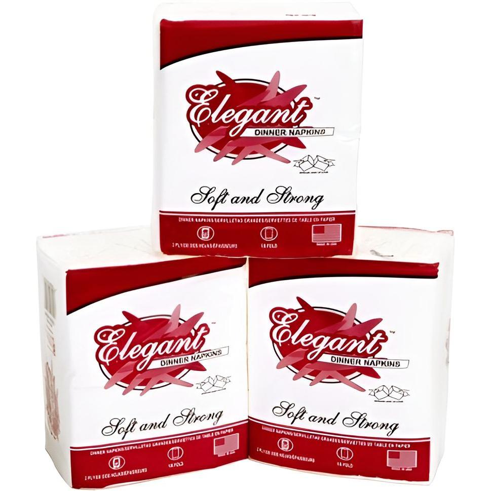 Elegant - 14" X 16", 1/8 Fold White 2 Ply Dinner Napkin (Basic Quality), 3000/Cs - 418-20B (Special Order Item)