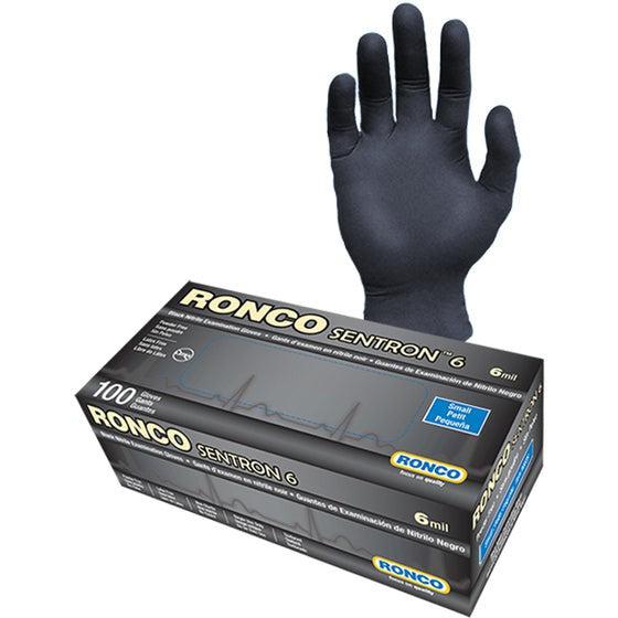 RONCO - XX-Large Black Nitrile Powder-Free Sentron Gloves, 100/bx - 962XX