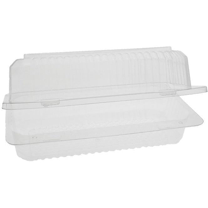 Pactiv Evergreen - Plastic Rectangular Hinged Container 8.625" x 4.625" x 3.5" With Button Snap Lid, 370/Cs - YTV0246NP