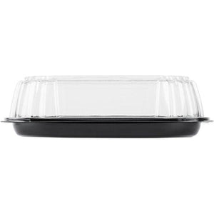 Sabert - 12" UltraStack Black Square Platter with Clear High Dome Lid Combo, 25 Per Case - C9612
