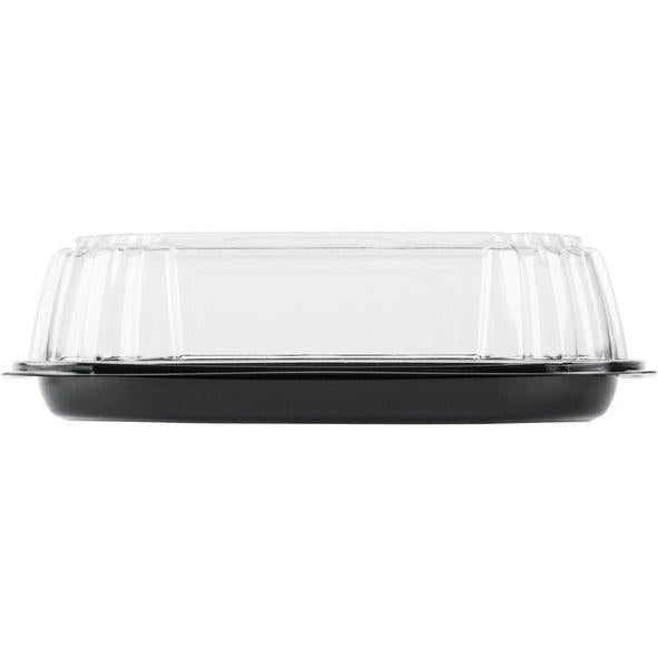 Sabert - 12" UltraStack Black Square Platter with Clear High Dome Lid Combo, 25 Per Case - C9612