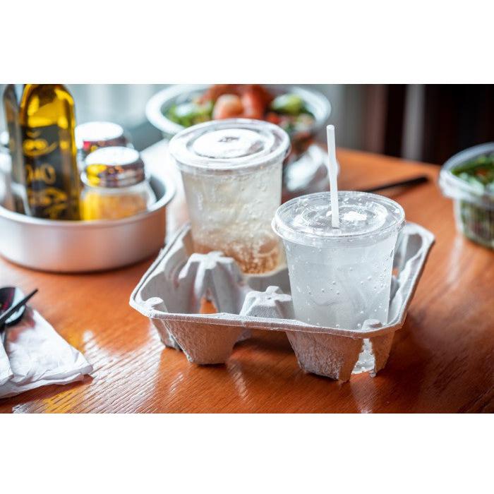 Pactiv Evergreen - Clear Recycled Plastic Flat Lid with Straw Slot for "B" Size Cold Drink Cups, 1020/cs - YLP24C