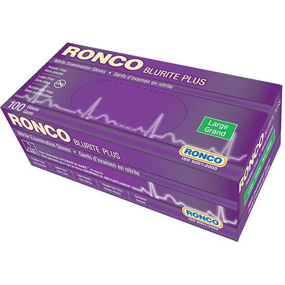 RONCO - Small Dark Blue Nitrile Powder-Free Blurite Plus Gloves, 100/bx - 966