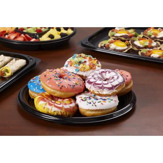 Sabert - 12" Onyx Black Round Plastic Platter, 36/Pc - 9912