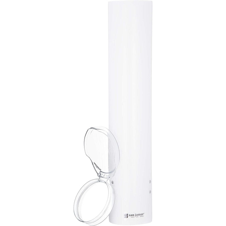 San Jamar - White Adjustable Plastic Cone Water Cup Dispenser with Hinged Flip-Cap - SJ4160WH