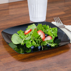 Fineline Settings - 7.5" Black Plastic Square Plate, 10 Per Pack - 1508BK