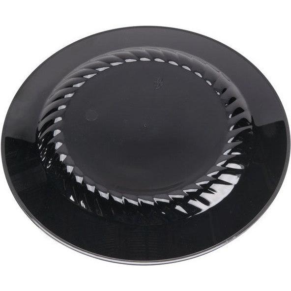 Fineline Settings - 10" Black/Silver Plastic Plate - 510-BKS