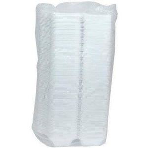 Pactiv Evergreen - 8.8 x 4.5 x 3" White PS Foam SmartLock® Hinged Lid Container, 150/cs - YHLW01840000