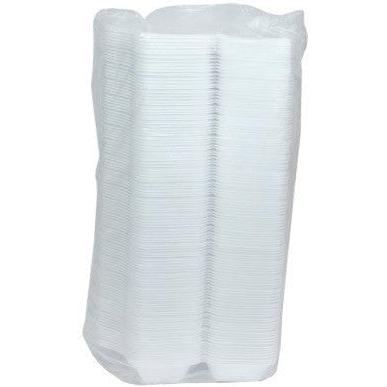 Pactiv Evergreen - 8.8 x 4.5 x 3" White PS Foam SmartLock® Hinged Lid Container, 150/cs - YHLW01840000