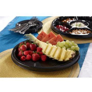 Sabert - 12" Black Nova Plus Round Platter with Clear High Dome Lid, 25/cs - C9512