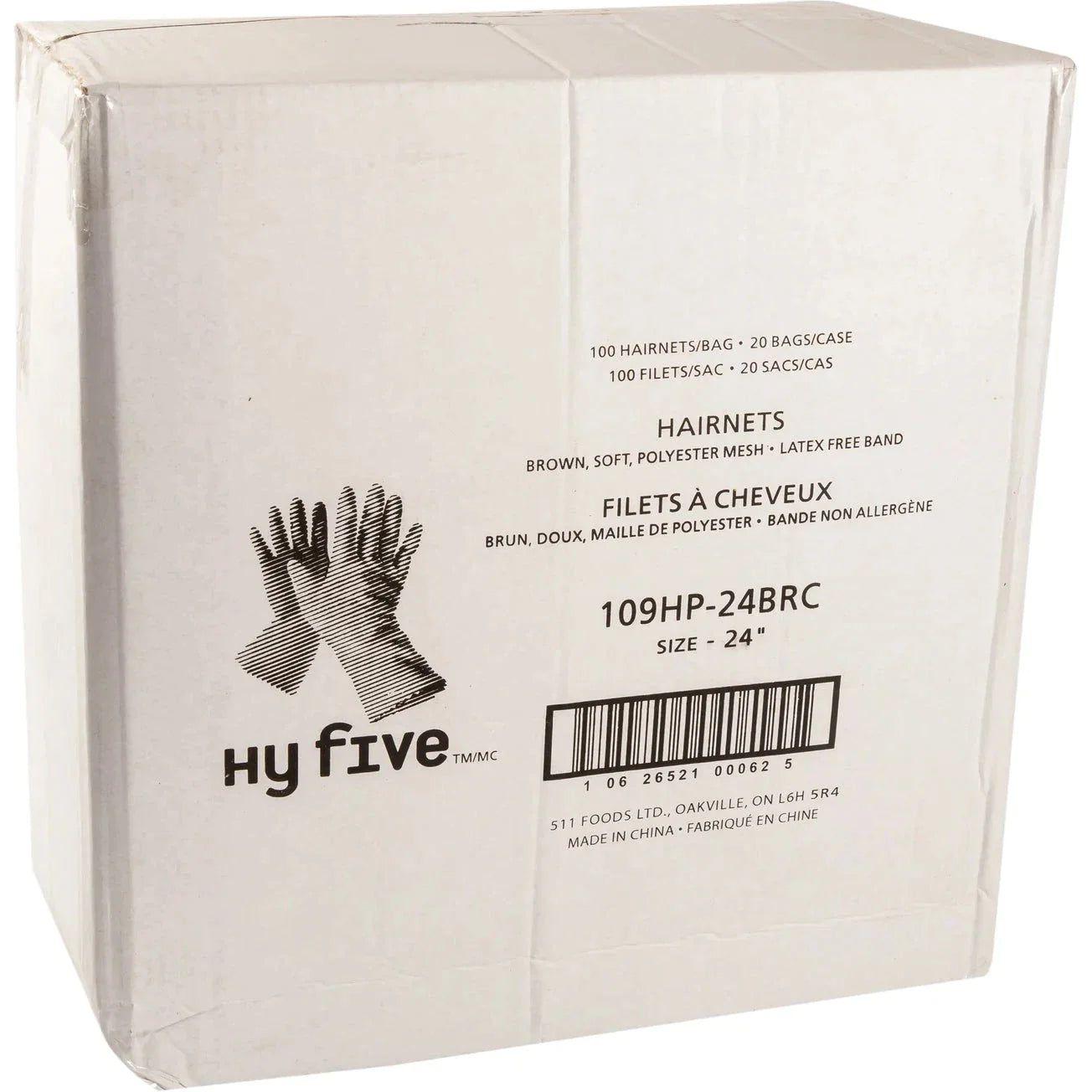 Hy-Pax - 24" Nylon Brown Mesh Hairnets, 20/100/Pk - 109HP-24BRC