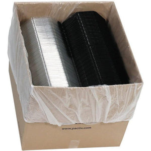 Pactiv Evergreen - 32 Oz 4-Compartment RPET Hinged Lid Octagon Take Out Container with Black Base and Clear Lid, 150/Cs - 13173