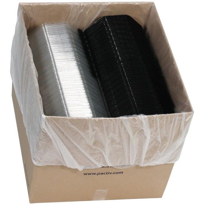 Pactiv Evergreen - 32 Oz 4-Compartment RPET Hinged Lid Octagon Take Out Container with Black Base and Clear Lid, 150/Cs - 13173