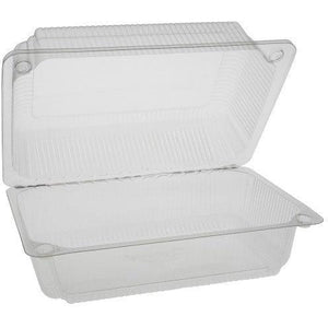 Pactiv Evergreen - Plastic Rectangular Hinged Container 9.3'' X 6.2'' X 4.2'' With Button Snap Lid, 200/Cs - TV0225P