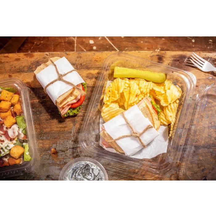 Pactiv Evergreen - 16 Oz Recycled Plastic Hinged Deli Container Shallow, Tamper Evident, Clear , 240/Cs - TEHL7X616S