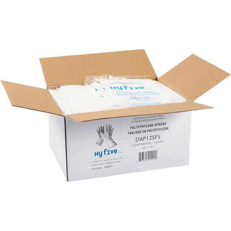 Hy-Five - 28" x 46" White 1.25 Mil Apron, 10/100/Pk - DAP125
