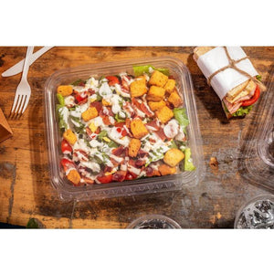 Pactiv Evergreen - 48 Oz Shallow Tamper Evident Recycled Plastic Hinged Deli Container, 150 Count - TEHL8X848