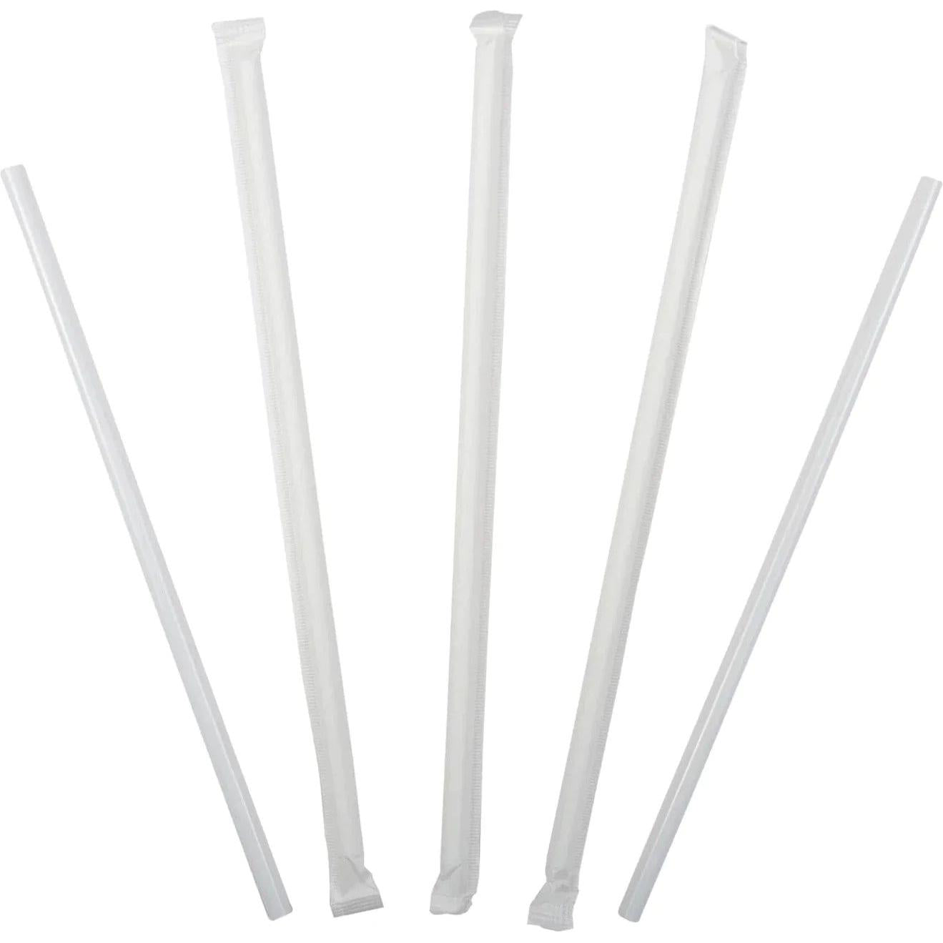 Hy-Stix - 8" Paper Wrapped White Milk Shake Straw, 6/500/Pk - STR-MS-8WT-PW