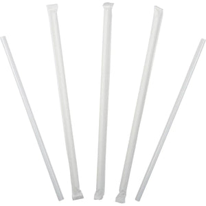 Hy-Stix - 8" Paper Wrapped White Milk Shake Straw, 6/500/Pk - STR-MS-8WT-PW