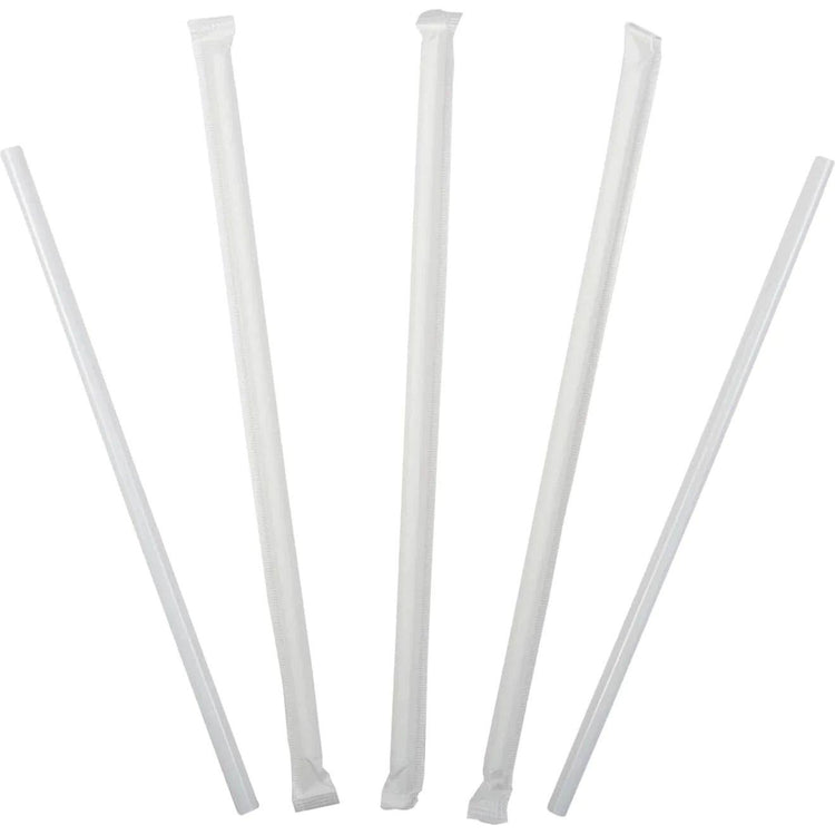 Hy-Stix - 8" Paper Wrapped White Milk Shake Straw, 6/500/Pk - STR-MS-8WT-PW