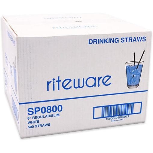 RiteWare - 8 Inch White Milkshake Straws, 250 Per Box - SP0810