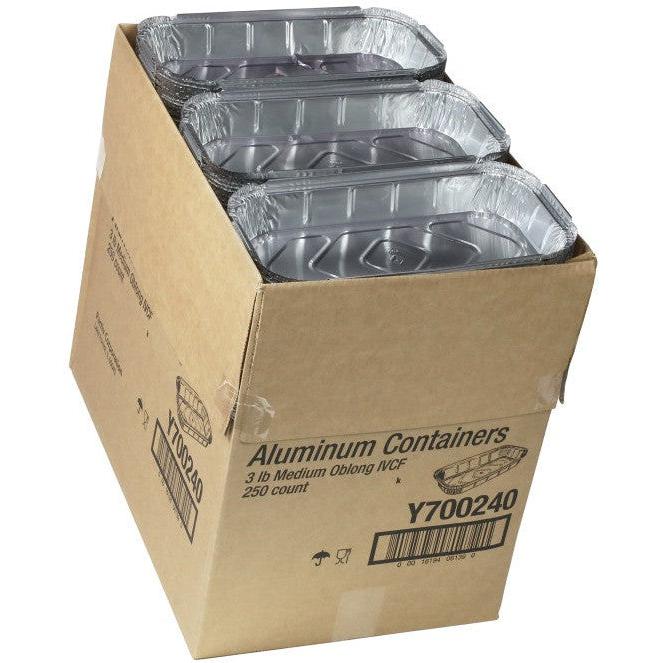 Pactiv Evergreen - 3 Lb. Oblong Aluminum Takeout Container, 250/cs - Y700240