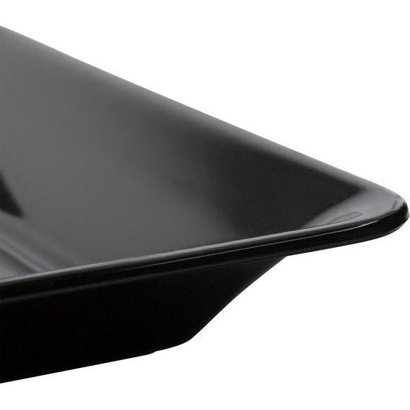 Fineline Settings - 10" x 14" Black Rectangular Plastic Cater Tray, 25/cs - RC472BK