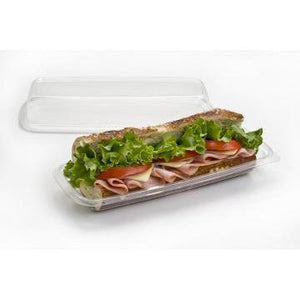 Sabert - 11.18 x 4.56 Clear Lid for Clear and Black Large Sub Containers, 300/Cs - 531105F300N