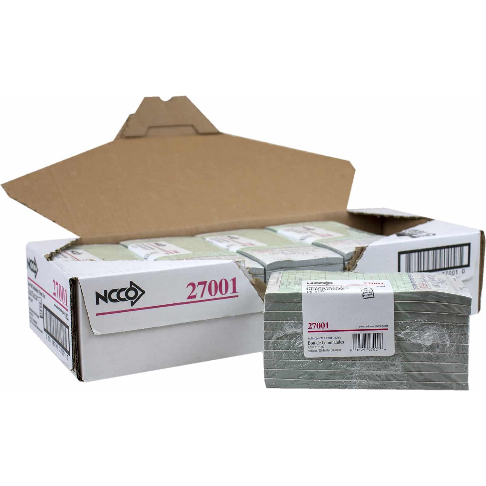 NCCO International - 3.5" x 6.75" Medium Two-Part Carbonless Guest Check , 500/Pk - 27001