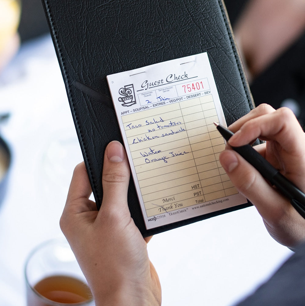 NCCO International - 3.5" x 5.125", 2-Part Small Paper Guest Check, 1000/Pk - 23516