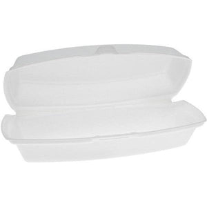 Pactiv Evergreen - 7.3 x 3 x 2" PS Foam Hinged Lid Rectangular Container, White, 504 Count - YTH100980000