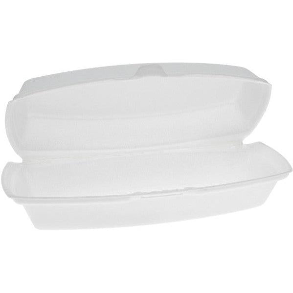 Pactiv Evergreen - 7.3 x 3 x 2" PS Foam Hinged Lid Rectangular Container, White, 504 Count - YTH100980000