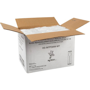 Hy-Stix - White Individually Wrapped Teaspoon, 1000/Cs - HS-IWTPSMW-WT