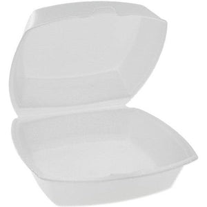 Pactiv Evergreen - 6" x 6" x 3" White PS Foam Hinged Lid Container, 500/Cs - YTH100800000