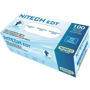 RONCO - Medium Blue Nitech Powder-Free Gloves, 100/bx - 375