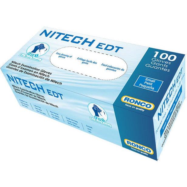 RONCO - Medium Blue Nitech Powder-Free Gloves, 100/bx - 375