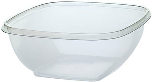 Sabert - 48 Oz Clear Square Plastic Bowls with Lid Combo, 150/Cs - C18048B150