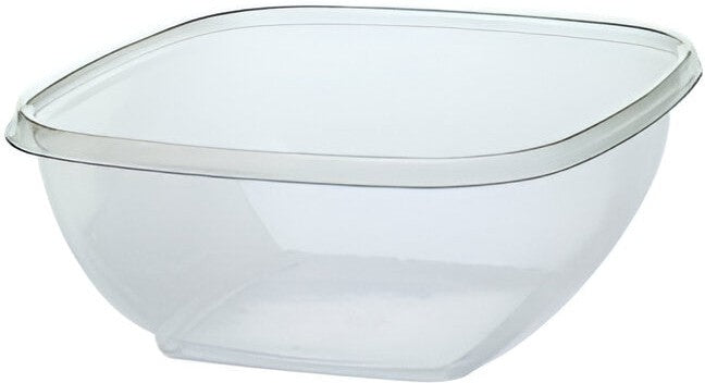 Sabert - 48 Oz Clear Square Plastic Bowls with Lid Combo, 150/Cs - C18048B150