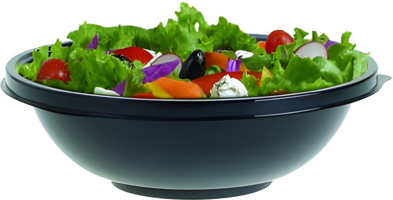 Sabert - 32 Oz Black Round Plastic Bowl, 300/Cs - 92032T300