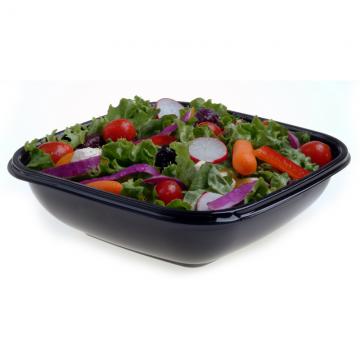 Sabert - 48 Oz Black Medium Square Catering Bowl, 300/Cs - 4403241