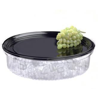 Sabert - 18" Onyx Black Round Plastic Platter, 36/Cs- 9918