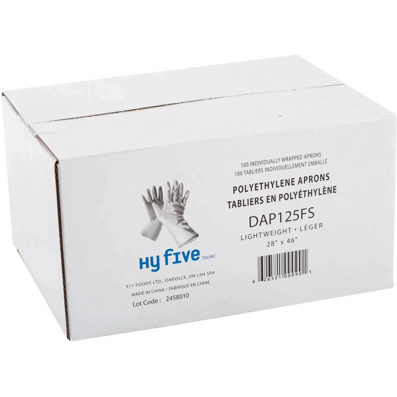 Hy-Five - 28" x 46" White 1.25 Mil Apron, 10/100/Pk - DAP125