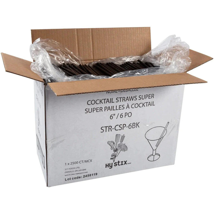 Hy-Stix - 6" Black Milk Shake Super Straw , 1/2500/Pk - STR-CSP-6BK
