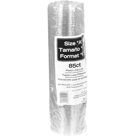Pactiv Evergreen - Clear, Recycled Plastic Flat Lid with Straw Slot for "A" Size Cold Drink Cups, 1020/cs - YLP20C