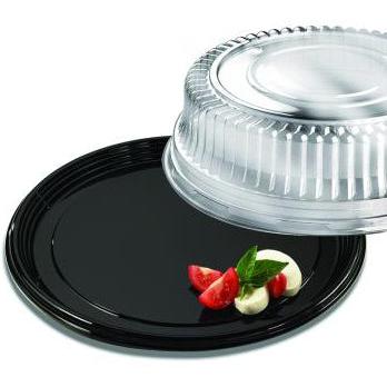 Sabert - 12" Onyx Black Round Plastic Platter, 36/Pc - 9912