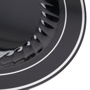 Fineline Settings - 10" Black/Silver Plastic Plate - 510-BKS