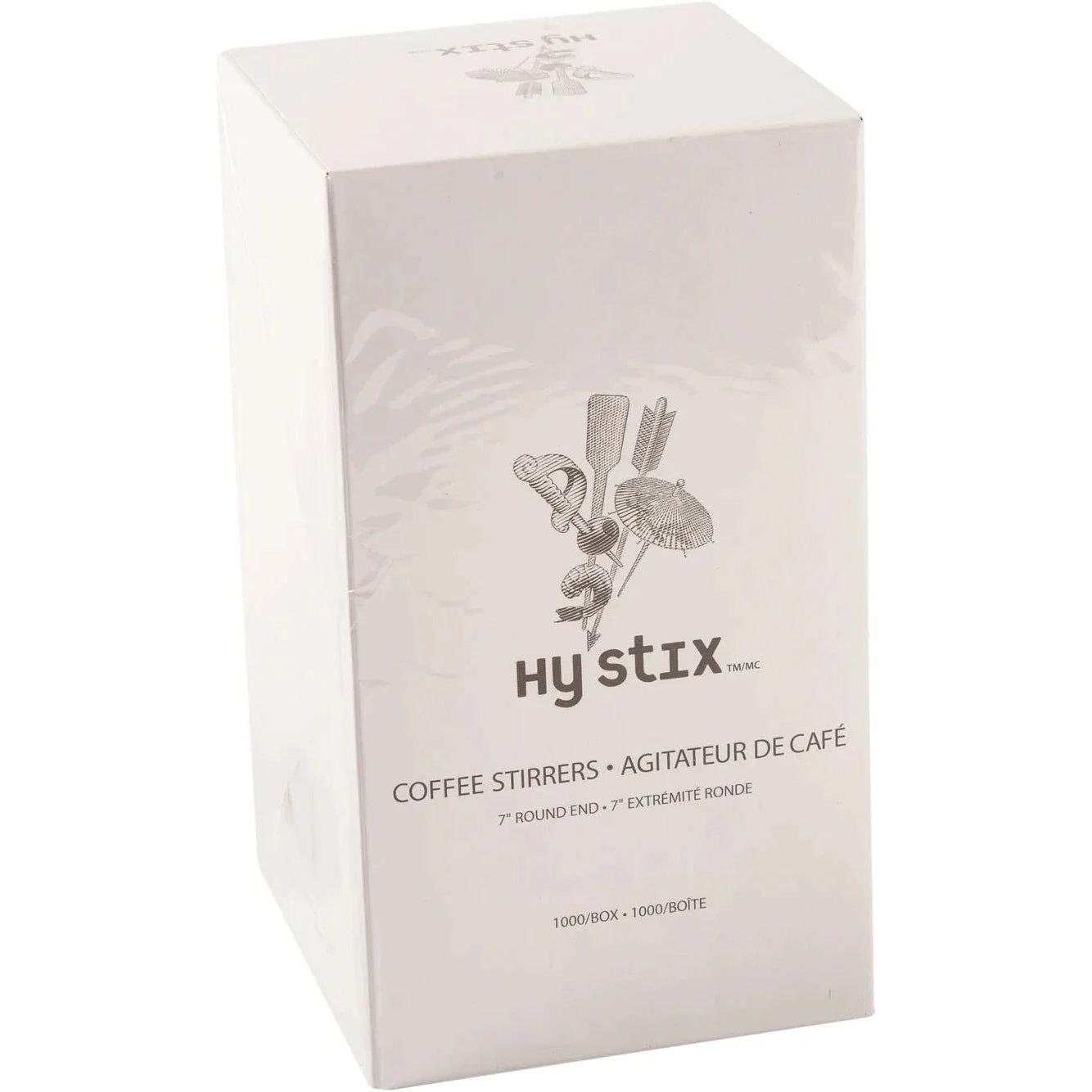 Hy-Stix - 7" Wooden Round End Coffee Stirrers , 1000/Box - 80-414C