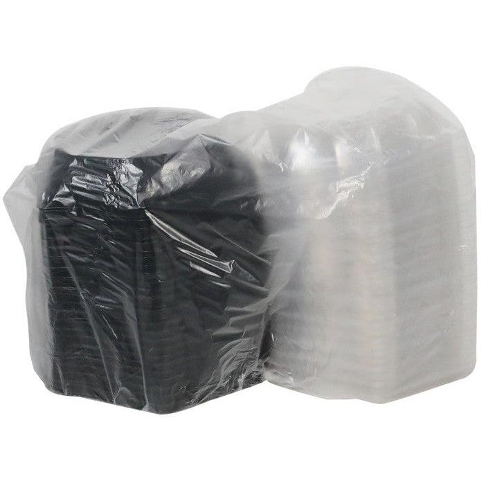 Pactiv Evergreen - 7" Black/Clear, Dual Color SmartLock® Hinged Lid Hexagon Container, 120/cs - YEH891700000