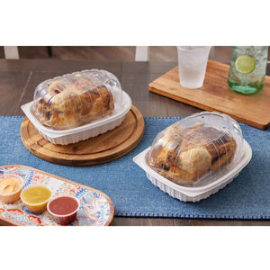 Pactiv Evergreen - White Medium Chicken Roaster Container with Base - YCNC-6005DZW
